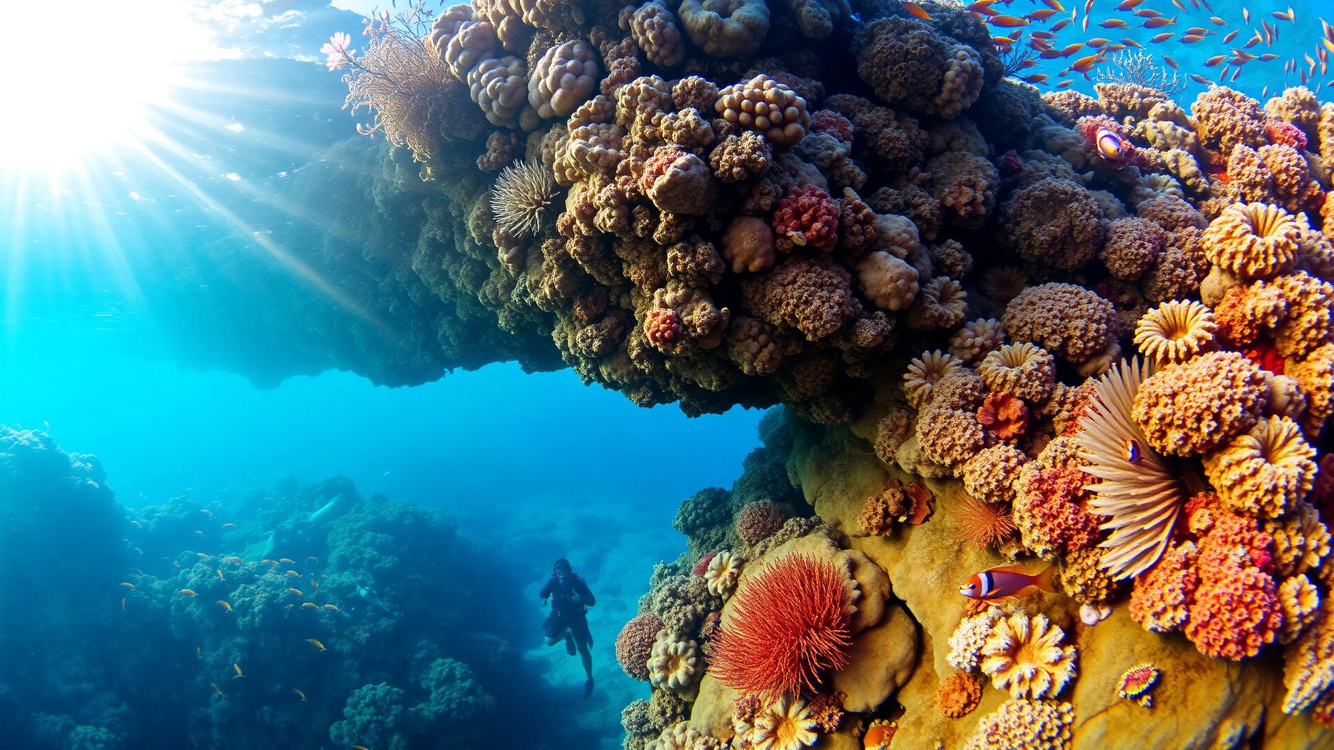 Plongeur explorant un récif de la mer Rouge